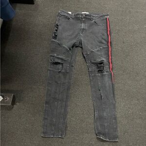 MENS PACSUN Distressed Jeans Black & Res Pre Owned SZ 36 / 32 Used
